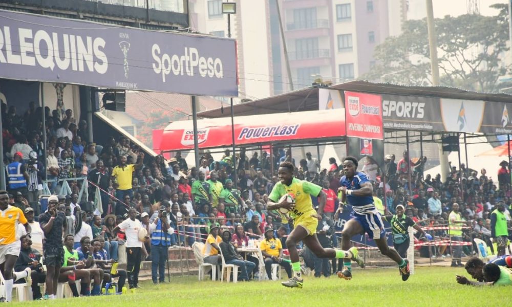 Kabras RFC Eric Cantona race clear from Strathmore Leos. PHOTO/Tabby Nashipae