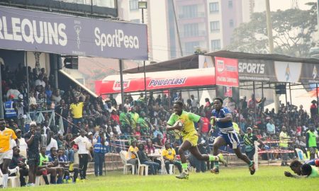 Kabras RFC Eric Cantona race clear from Strathmore Leos. PHOTO/Tabby Nashipae