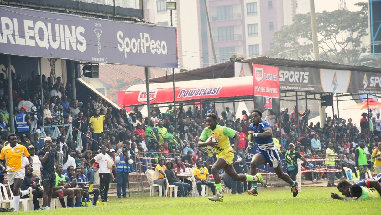 Kabras RFC Eric Cantona race clear from Strathmore Leos. PHOTO/Tabby Nashipae