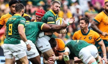 Action between Springboks and Wallabies. PHOTO/Springboks rugby/You Tube