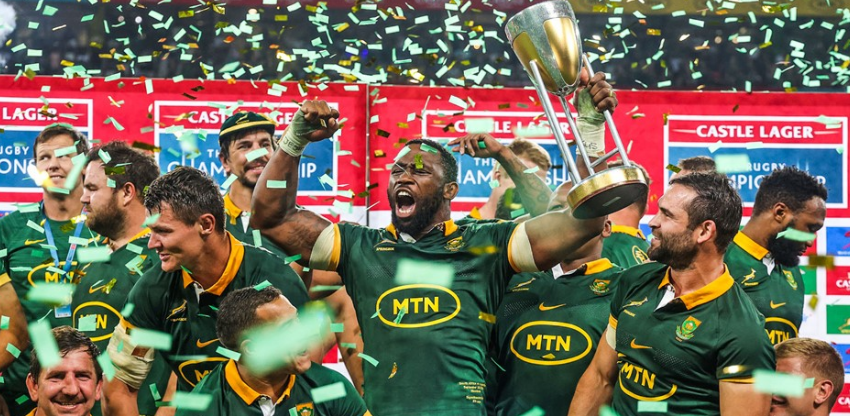 Springboks player celebrate after winning Rugby Championship. PHOTO/SA Rugby