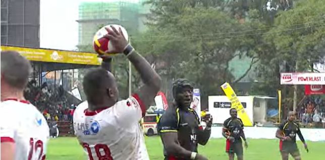 Line out between Kenya Legends vs Uganda Legends in the legend Cup. PHOTO/Screengrab