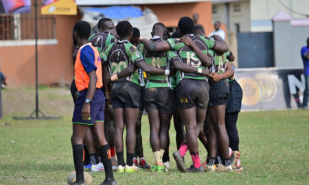 KOBs players huddle in past match. PHOTO/@KobsrugbyUg/X