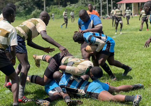 Kakamega School and Koyonzo battle in a ruck. PHOTO/Brian Mwenje