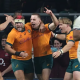 Wallabies celebrate against England. PHOTO/Wallabies