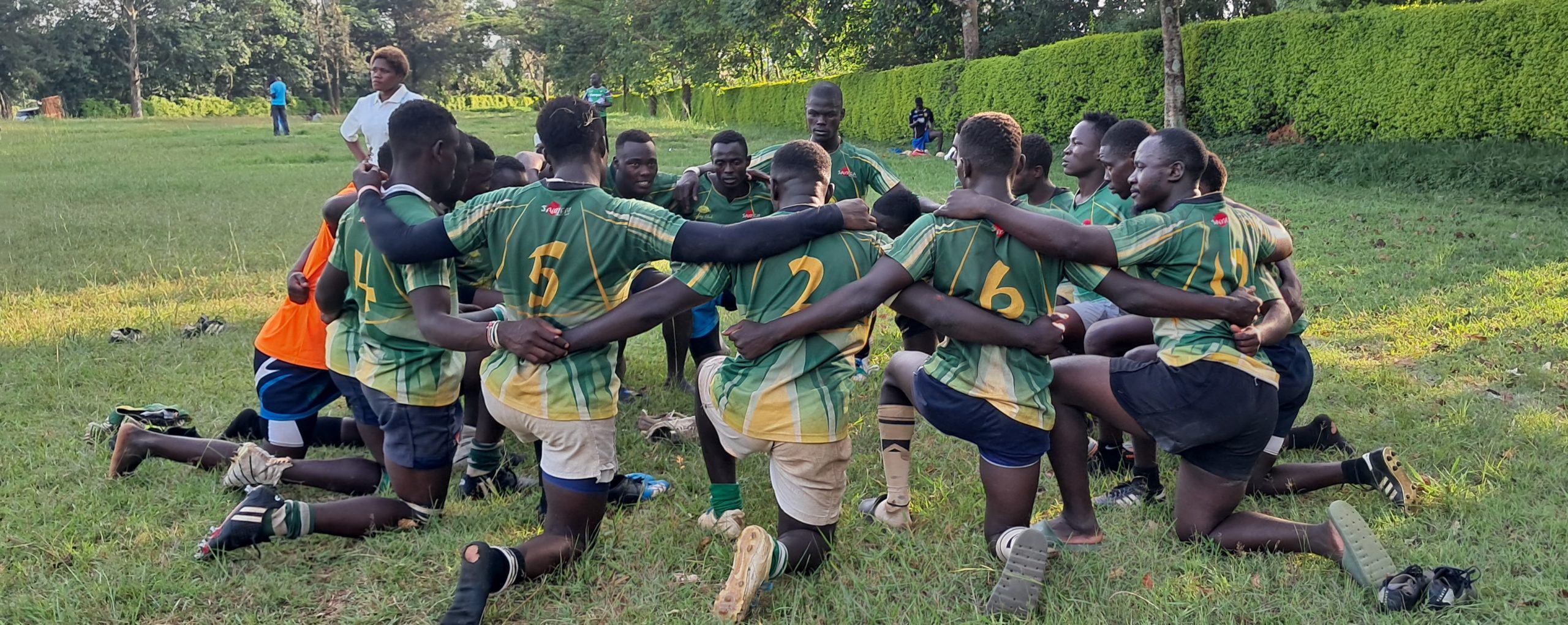 Shamberere TTI players pray after the match. PHOTO/Scrummage