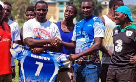 Gibson Perez receives Kisumu RFC kit. PHOTO/ Kisumu RFC