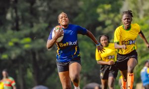 Ladies' rugby action during BingwaFest Western Region edition in Mumias. PHOTO