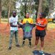 Maryline Amita receives number 10 jersey donated by Charlotte Caslick. PHOTO/Kabras