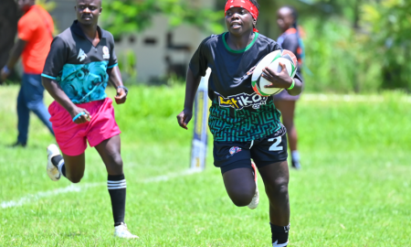 Kinale's player races for a try at Bingwa Fest Grand Finale. PHOTO/Betika