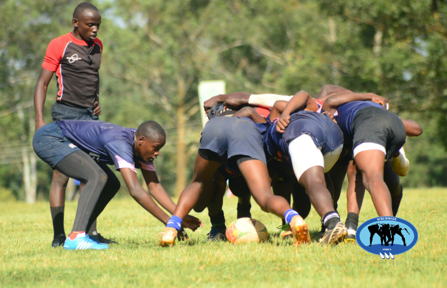 Butere in a defending scrum against Koyonzo B at Scrummage Katch 7s. PHOTO/Dave Mwaura
