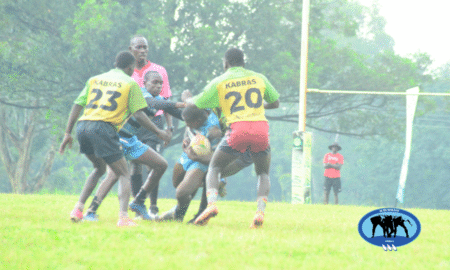 Koyonzo High School in battle against Kabras U19 in Scrummage Katch 7s. PHOTO/Dave Mwaura