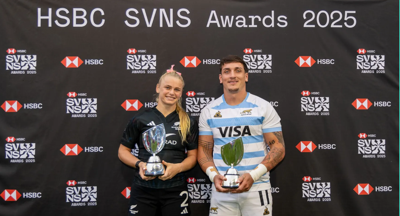 Argentina’s Luciano González and New Zealand’s Jorja Miller were crowned men’s and women’s HSBC SVNS Player of the Year 2025 respectively. PHOTO/World Rugby