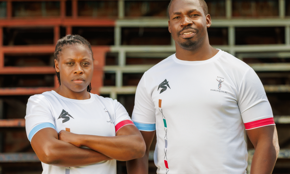 Kenya Harlequin head coach Patrice Agunda alongside women's coach Sheila Chajira. PHOTO/DK Were