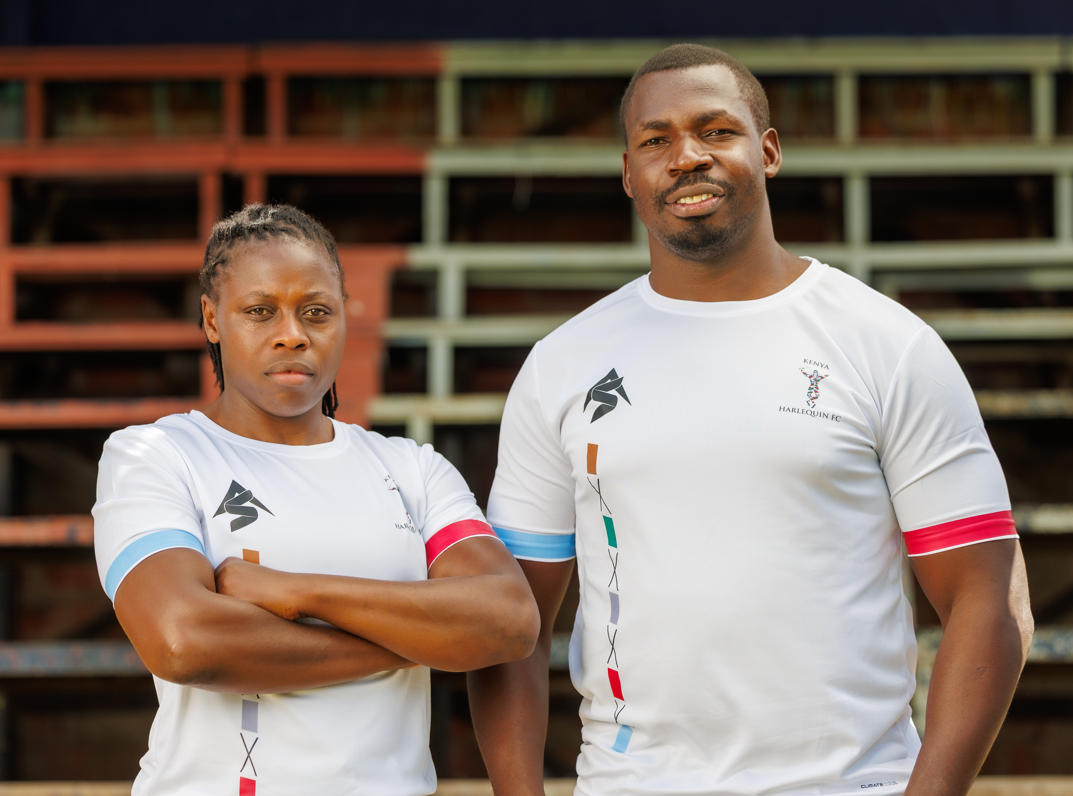Kenya Harlequin head coach Patrice Agunda alongside women's coach Sheila Chajira. PHOTO/DK Were