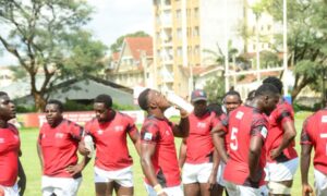 Kenya Simbas squad during a water break. PHOTO/Scrummage Africa