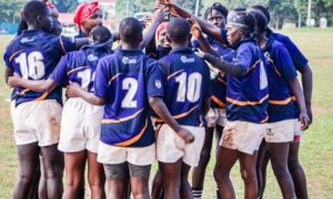 Kinale Girls hoist Black Rock 7s trophy. PHOTO/Brian Mwenje
