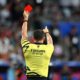 Referee Karl Dickson presents a red card during the Rugby World Cup France 2023. PHOTO/AFP