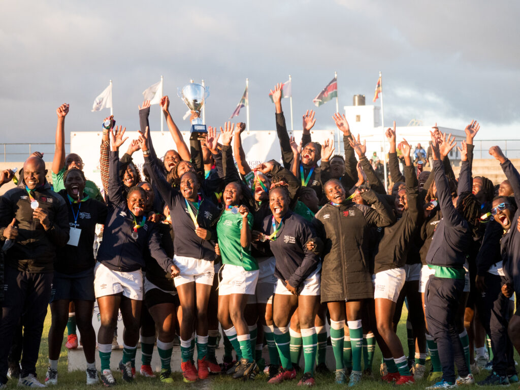 Kenya Lionesses hoist Rugby Africa Women's Cup. PHOTO/Rugby AfriQue