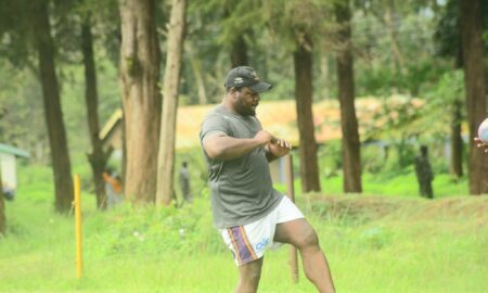 Kenya Simbas and Kabras RFC prop Hillary Mwanjila warming up. PHOTO/Scrummage Africa