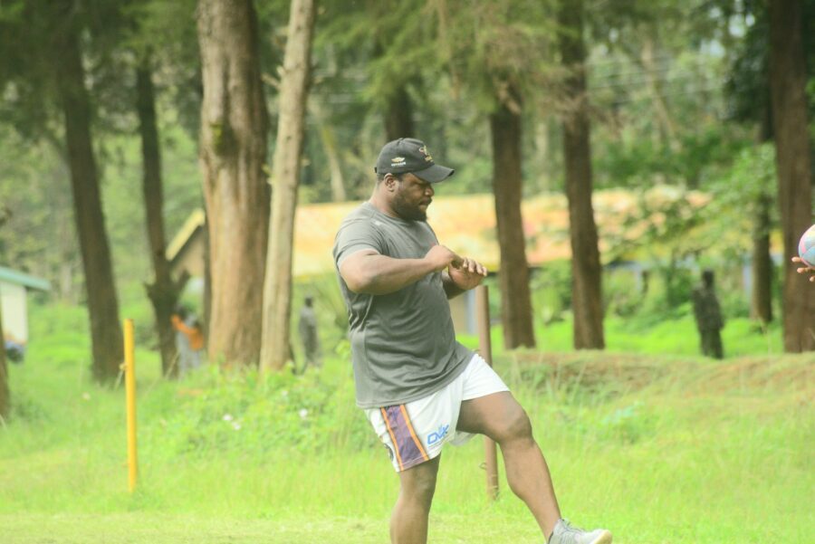Kenya Simbas and Kabras RFC prop Hillary Mwanjila warming up. PHOTO/Scrummage Africa