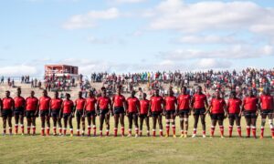 Kenya Lionesses line up against Madagascar. PHOTO/Rugby Afrique