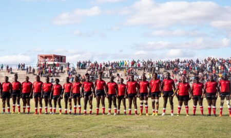 Kenya Lionesses line up against Madagascar. PHOTO/Rugby Afrique