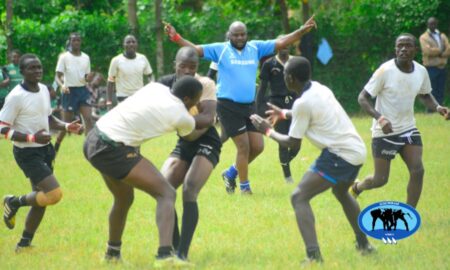 Nyangori in a ruck contest during Vihiga County 7s. PHOTO/Scrummage Africa