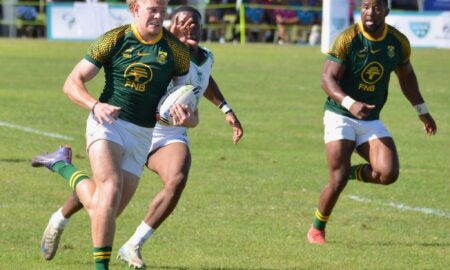 South Africa's A Grant de Jager races for a try. PHOTO/Rugby Afrique/FB