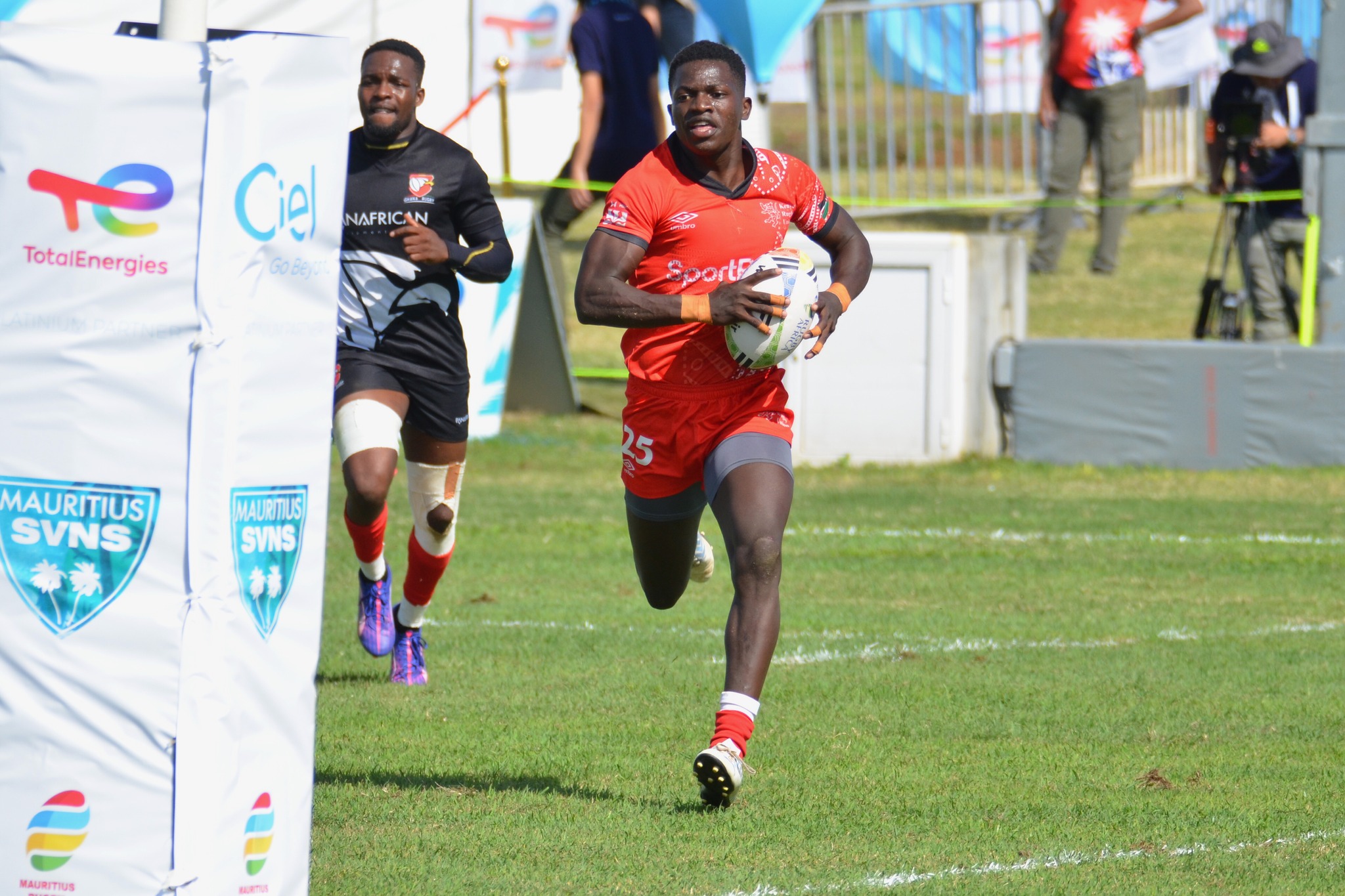 Floyd Wabwire in action for Kenya Morans at the Rugby Africa Men's 7s. PHOTO/Rugby Afrique/FB