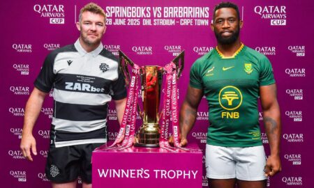 Springboks captain Siya Kolisi and Barbarians captain. PHOTO/Barbarians FC/Facebook