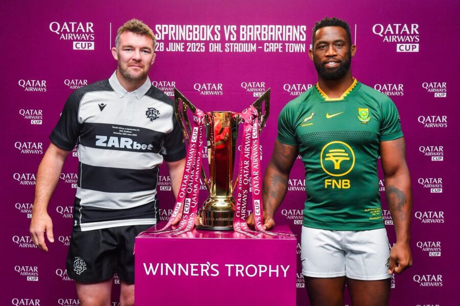 Springboks captain Siya Kolisi and Barbarians captain. PHOTO/Barbarians FC/Facebook
