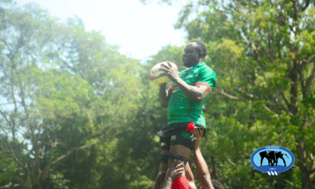 Kenya Simbas captain George Nyambua in a line-out contest. PHOTO/Scrummage Africa