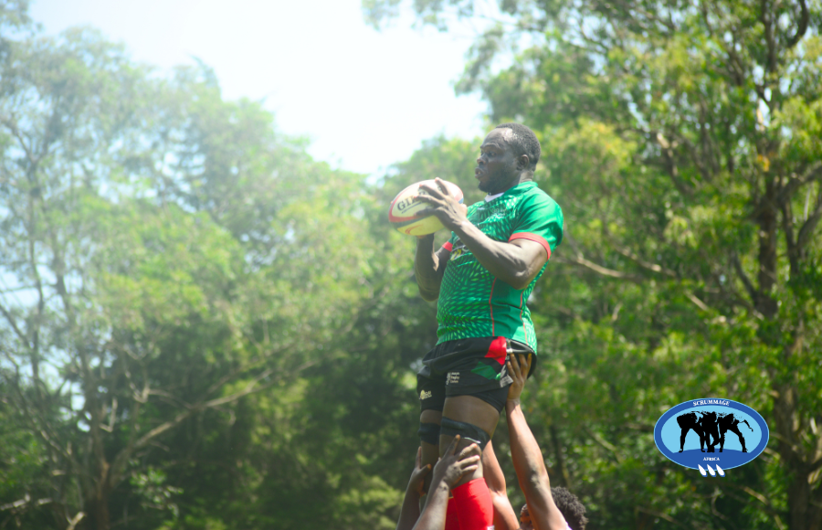 Kenya Simbas captain George Nyambua in a line-out contest. PHOTO/Scrummage Africa