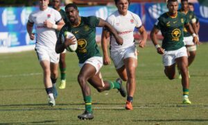 Cheswill Jooste races away for a superb try.