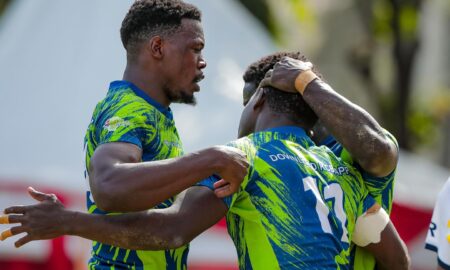 KCB Rugby celebrate after scoring at the Driftwood 7s. PHOTO/ KCB Rugby/ Facebook
