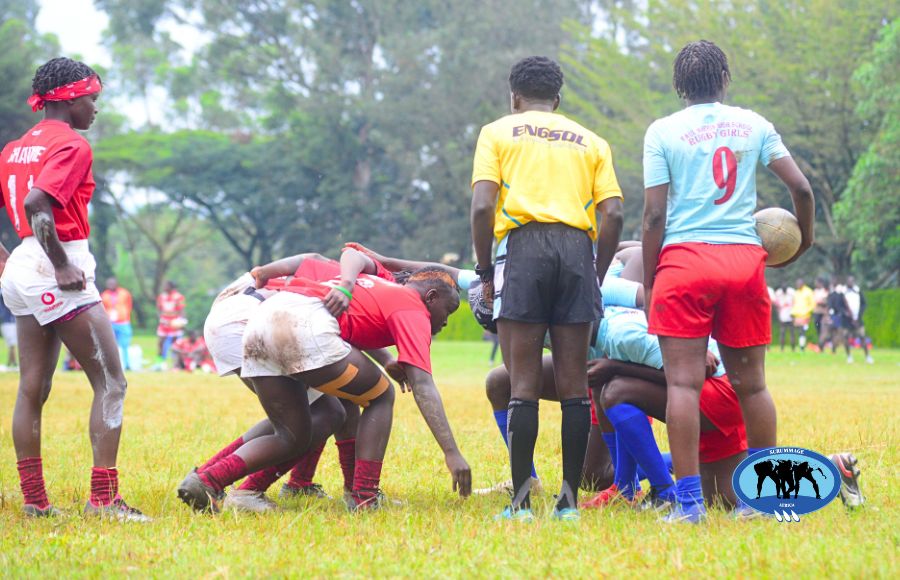 Action between Kinale girls and Paul Harris SC atthe the 2025 FEASSSA Rugby games. PHOTO/MICHAEL MAGONA