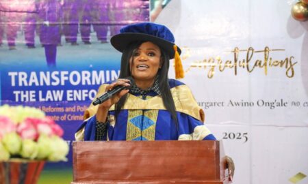 Dr. Margaret Awino Ong’ale, the first DCI female officer to earn a doctorate degree, has officially launched her new book Transforming the Law Enforcers,