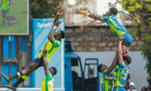 Kabras RFC and KCB Rugby contest for a line-out. PHOTO/KCB Rugby/Facebook