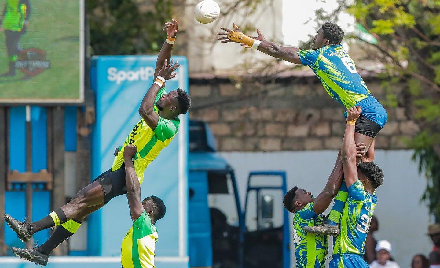 Kabras RFC and KCB Rugby contest for a line-out. PHOTO/KCB Rugby/Facebook