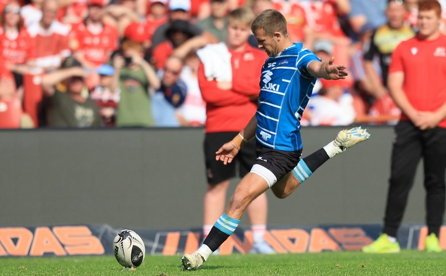 Griquas player kicker takes a kick against Lions. PHOTO/Griquas/FB