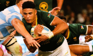 Sacha Feinberg-Mngomezulu in action against Argentina. PHOTO/Springboks