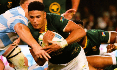 Sacha Feinberg-Mngomezulu in action against Argentina. PHOTO/Springboks