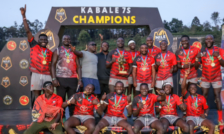 Buffaloes celebrate the Kabale 7s victory in the Uganda National 7s. PHOTO/@Uganda7series/X