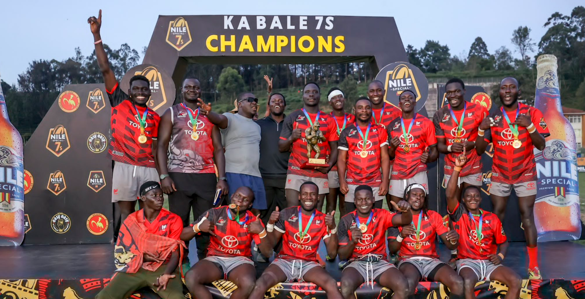 Buffaloes celebrate the Kabale 7s victory in the Uganda National 7s. PHOTO/@Uganda7series/X