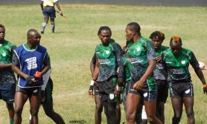 Nakuru RFC players led by Felix Okoth and Chrissant Ojwang. PHOTO/Kessy Arts