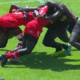 A scrum contest between Kenya 7 (Shujaa) and Nyati in the Safari 7s. PHOTO/Screengrab