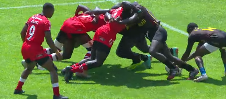 A scrum contest between Kenya 7 (Shujaa) and Nyati in the Safari 7s. PHOTO/Screengrab
