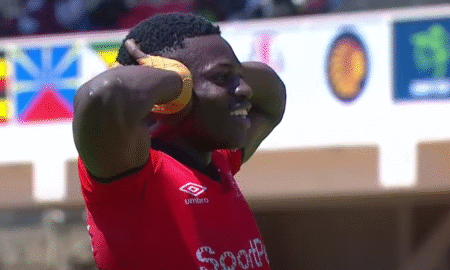 kenya 7s (Shujaa) Speedster Floyd Wabwire celebarates aftrer scoring in Safari 7s. PHOTO/Screengrab