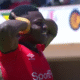 kenya 7s (Shujaa) Speedster Floyd Wabwire celebarates aftrer scoring in Safari 7s. PHOTO/Screengrab